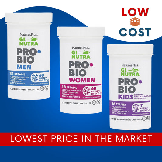 LowCostPh | NaturesPlus, GI Natural Probiotic Mega, 120 Billion CFU, Men, Women,60 Billion, Kids,
