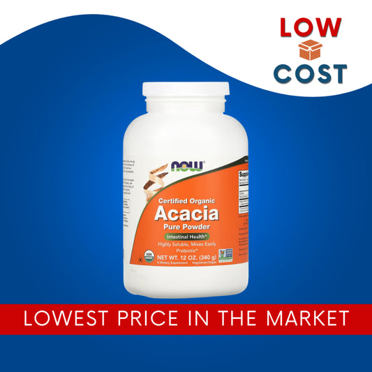 LowCostPh |  NOW Foods, Organic Acacia Pure Powder, 12 oz (340 g) Vegan Non GMO Project Verified