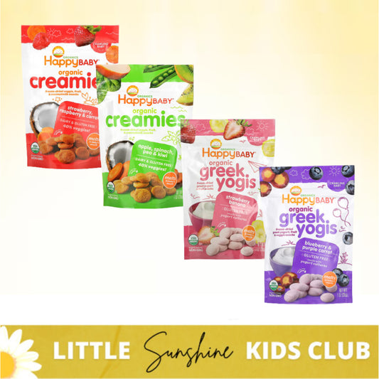 Little Sunshine | Happy Family Organics, Organic Greek Yogis, Blueberry & Purple Carrot, Strawberry
