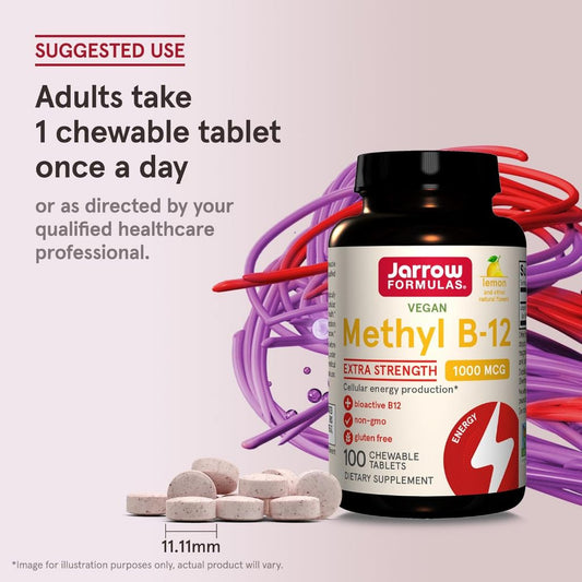 LowCostPh | Methyl B-12, Extra Strength, Lemon, 1,000 mcg, 100 Chewable Cellular Energy Production