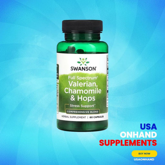 USA Onhand | Swanson, Full Spectrum Valerian, Chamomile & Hops ( Stress Support )