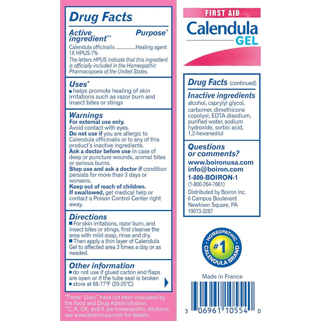 LowCostPh | Boiron, Calendula Gel, 2.6 oz (75 g), Skin Irritations* Rashes  Razor Burn Insect Bites