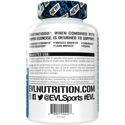LowCost PH| Pure Creatine Monohydrate Capsules 1000mg - Evlution Nutrition Pre & Post Workout Recove