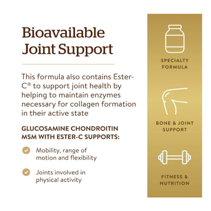 Solgar Extra Strength Glucosamine Chondroitin MSM w/ Ester-C Promotes Healthy Joints,Comf Movements