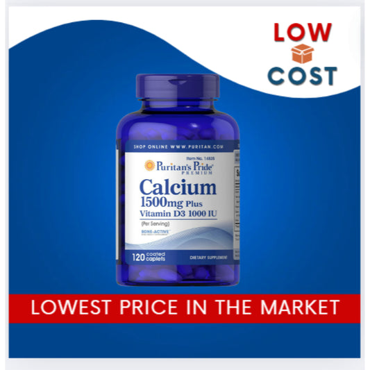 LowCost PH| Puritan's Pride Calcium 1500 mg with Vitamin D 1000 IU-120 Coated Caplets, 120 Caplets