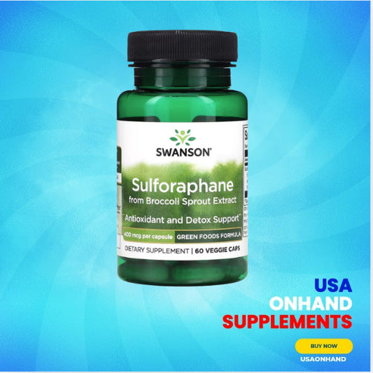 USAOnhand| Swanson, Sulforaphane from Broccoli Sprout Extract, 400 mcg, 60 Veggie Caps