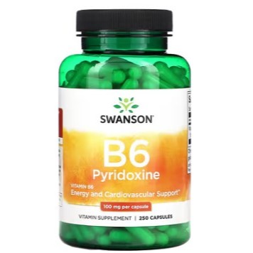 Swanson Ph | Swanson, B6 Pyridoxine, 100 mg, 100 Capsules Energy and Cardiovascular Support