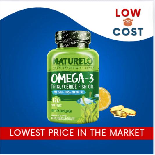 LowCostPh | NATURELO, Omega-3 Triglyceride Fish Oil, 1,100 mg, 60 Softgels | 120 Softgels