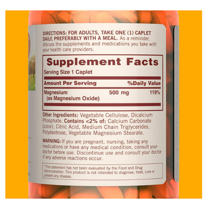 LowCost PH| Sundown Naturals, Magnesium, 500 mg, 180 Coated Caplets