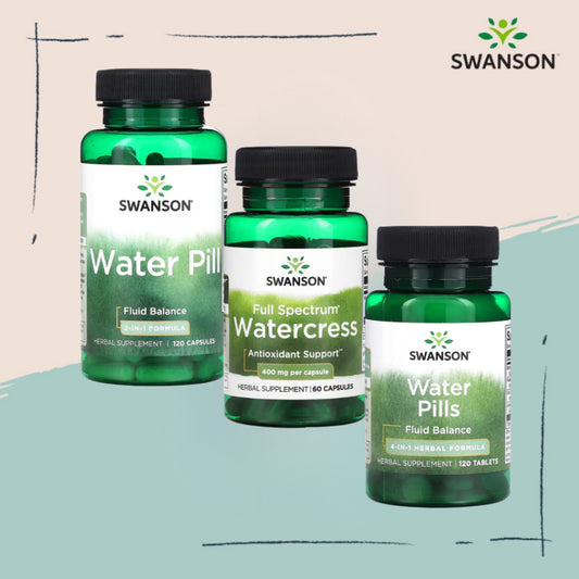 Swanson Ph | Swanson, Water Pills, 2-In-1 Formula, Watercress, 400mg, Supports Fluid Balance