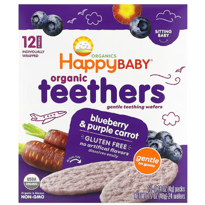 NaturalSolutions | Happy Family Organics, Organic Teethers, Gentle Wafers, Sweet Potato, Pea, Mango