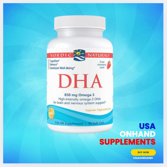 USAOnhand| Nordic Naturals DHA, Strawberry - 90 Soft Gels - 830 mg Omega-3 - High-Intensity DHA