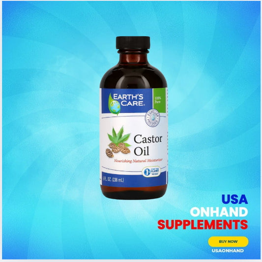 USAOnhand| Earth's Care Castor Oil - 100% Pure Castor Oil Expeller Pressed - All Natural 236ml