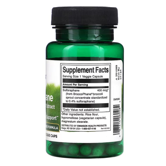 USAOnhand| Swanson, Sulforaphane from Broccoli Sprout Extract, 400 mcg, 60 Veggie Caps