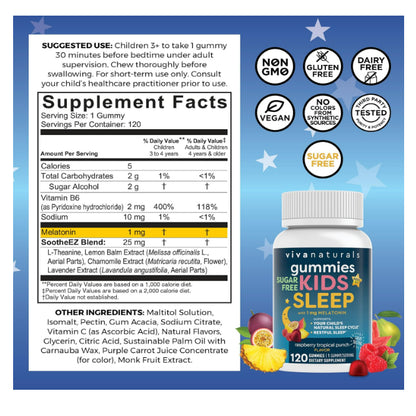 LowCost PH| Kids Sleep Gummies with Melatonin 1 mg - Vegan, Gluten and Sugar-Free Chewables 3yrs+
