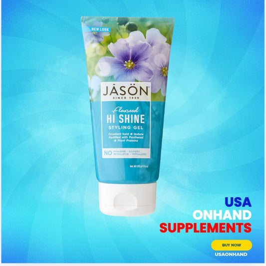USAOnhand| Jason Natural, Styling Gel, Flaxseed Hi Shine, 6 oz (170 g)