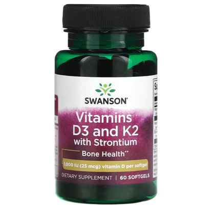 Swanson Ph | Swanson, Vitamins D3 & K2, Extra Strength, with Strontium, Bone and Immune Health