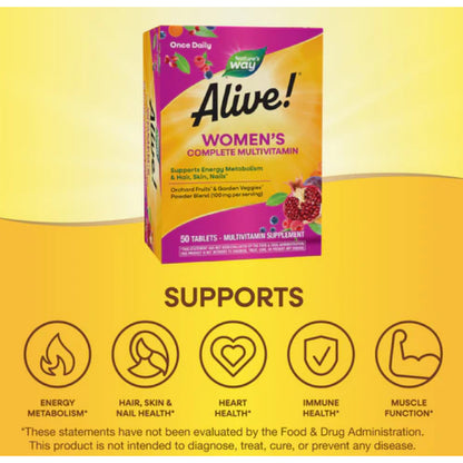 LowCost PH|ONHAND! Nature's Way Alive! Men & Women Multi, High Potency Formula, Promotes Health