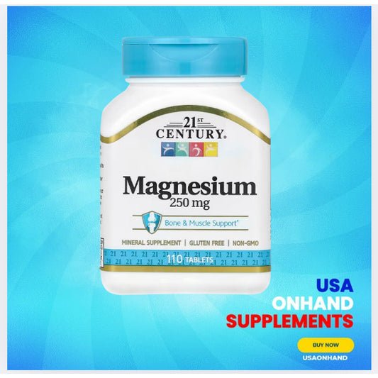 USAOnhand| 21st Century, Magnesium, 250 mg, 110 Tablets