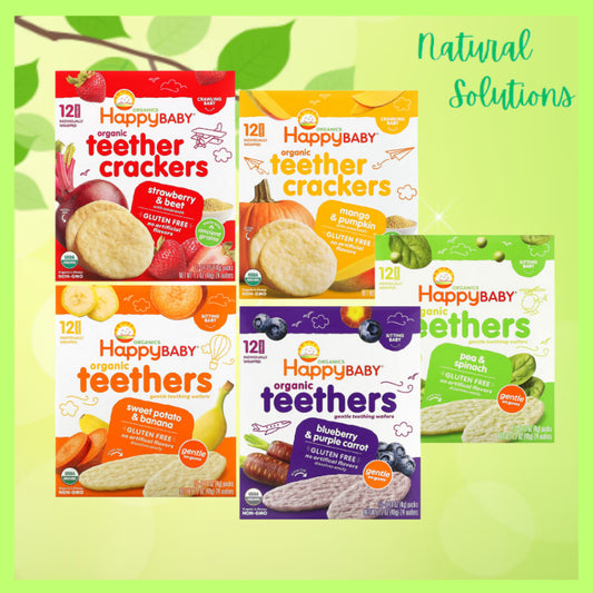 NaturalSolutions | Happy Family Organics, Organic Teethers, Gentle Wafers, Sweet Potato, Pea, Mango