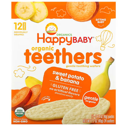 NaturalSolutions | Happy Family Organics, Organic Teethers, Gentle Wafers, Sweet Potato, Pea, Mango