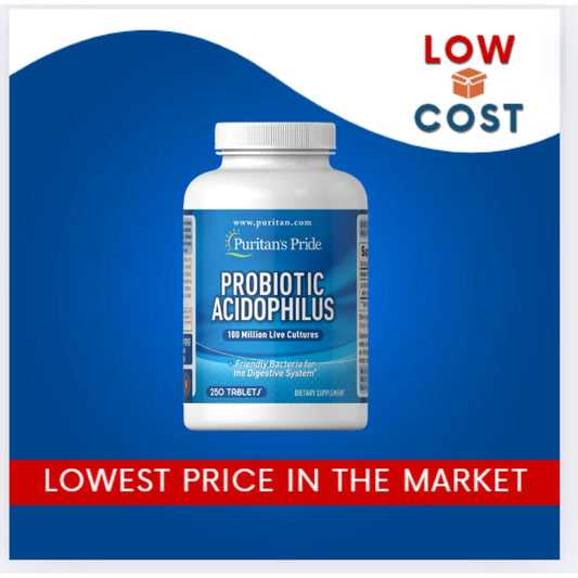 LowCostPH| Puritan's Pride Daily Probiotic Acidophilus, 100 Million Live Cultures 250tabs Gut&Digest