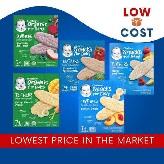 Low Cost PH | Gerbers Teethers Snacks for Baby, Gentle Teething Wafers, 7+ months, 12 Packs