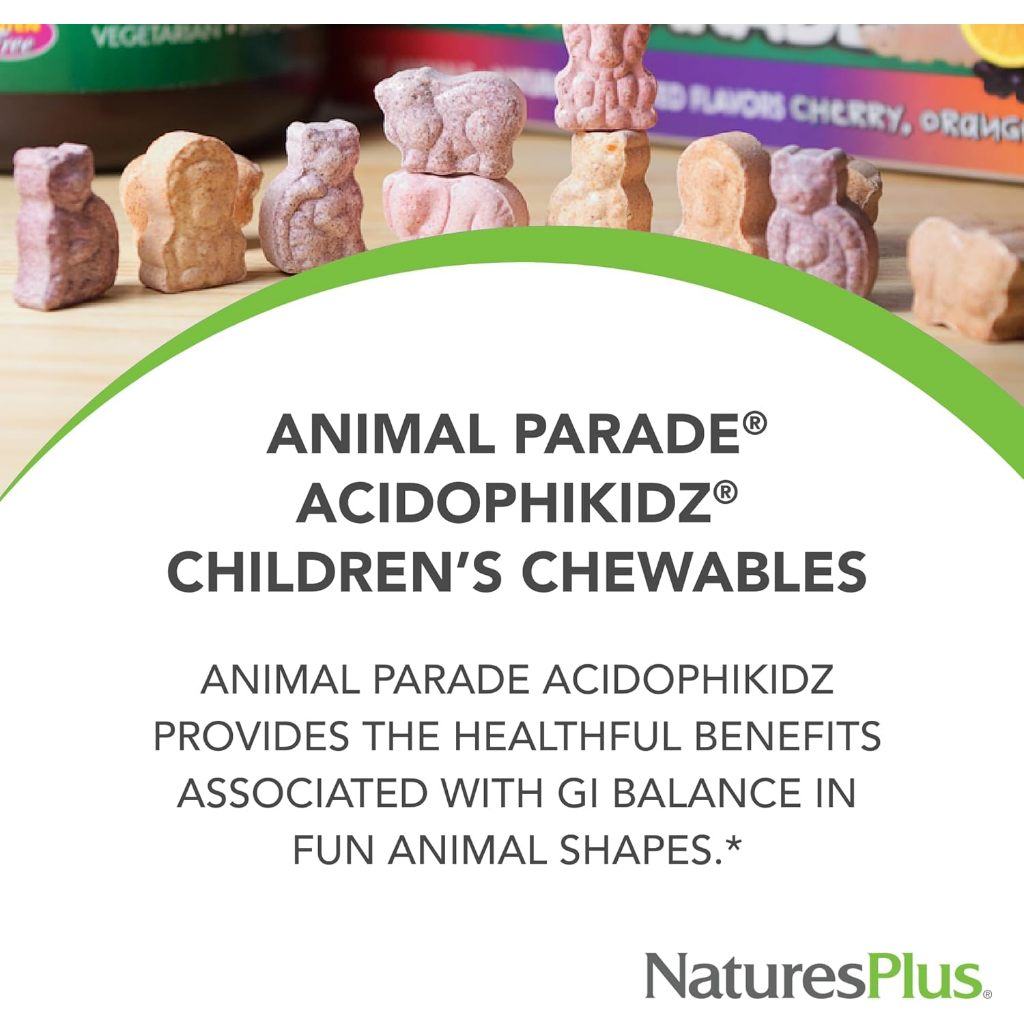 LowCostPh | NaturesPlus, Source of Life, Animal Parade, AcidophiKidz, Children's Chewable, Berry,