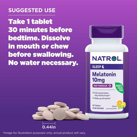 LowCostPh | Na trol, Melatonin, Fast Dissolve, Citrus, 10 mg, 60 Tablets, 100% Drug-Free