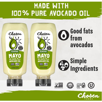 Grocer Farmer | Chosen Foods, 100% Avocado Oil Based, Classic Mayo, Vegan, Garlic, Chipotle, Apple