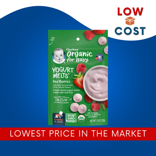 Lowcostph | Gerber, Organic for Baby, Yogurt Melts, 8+ Months, Banana Strawberry, 1 oz (28 g)
