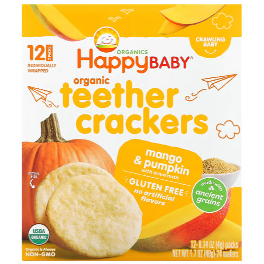 NaturalSolutions | Happy Family Organics, Organic Teethers, Gentle Wafers, Sweet Potato, Pea, Mango