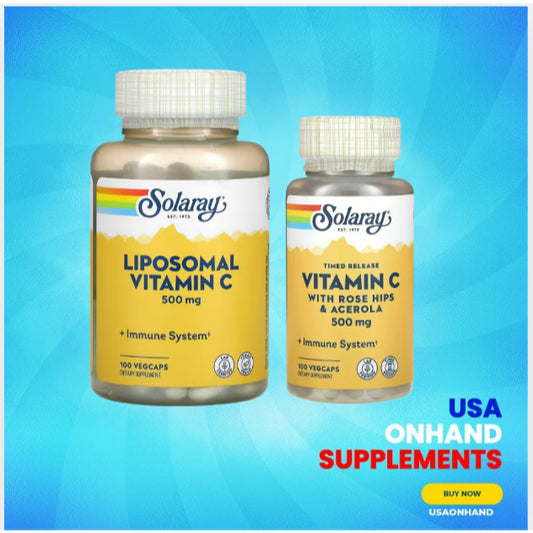 USAOnhand| Solaray, Timed Release Vitamin C, 500 mg, 100 VegCaps & Liposomal Vitamin C