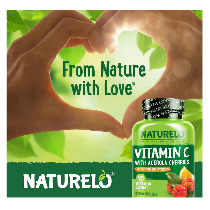 LowCost PH| NATURELO, Vitamin C With Acerola Cherries Plus Citrus Bioflavonoids, 90 Vegetarian Caps