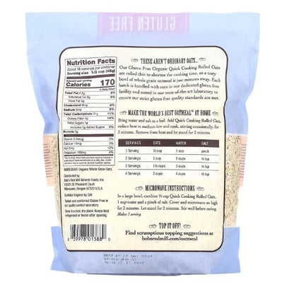 LowCostPh | Bob's Red Mill Organic Gluten-Free Quick Cooking Rolled Oats 794g, Good Source of Fiber