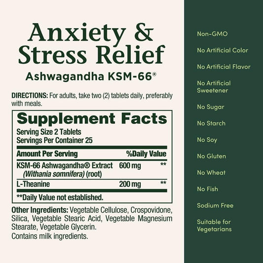 LowCostPH | Nature's Bounty, Anxiety & Stress Relief, 90 Tablets, Supports a Calm, Relaxed Mood