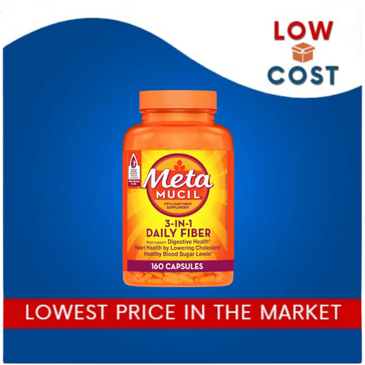 LowCostPh | Metamucil Daily Fiber Supplement, 160 Capsules, Digestive Health Support