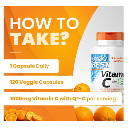 LowCostPh | Doctor's Best, Vitamin C with Q-C, 500mg, 1,000 mg, 120 | 360 Veggie Caps, Powder 250g