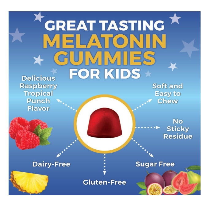 LowCost PH| Kids Sleep Gummies with Melatonin 1 mg - Vegan, Gluten and Sugar-Free Chewables 3yrs+