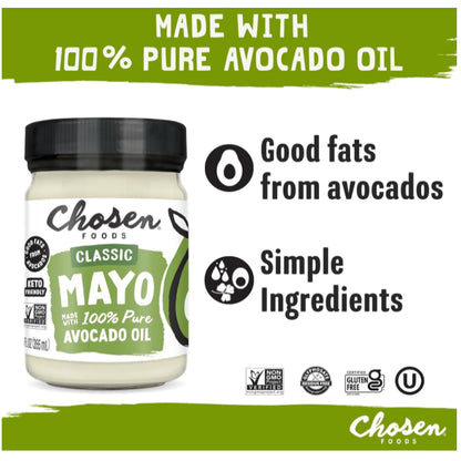 Grocer Farmer | Chosen Foods, 100% Avocado Oil Based, Classic Mayo, Vegan, Garlic, Chipotle, Apple