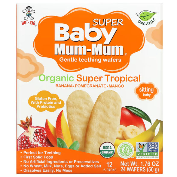 LittleSunshine | Hot Kid, Baby Mum-Mum Gentle Teething Wafers, Organic Rice Biscuits 12 Packs  2Each