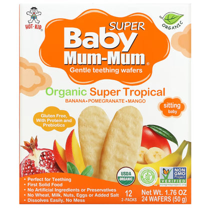 LittleSunshine | Hot Kid, Baby Mum-Mum Gentle Teething Wafers, Organic Rice Biscuits 12 Packs  2Each