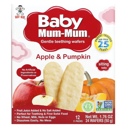 NaturalSolutions | Hot Kid, Baby Mum-Mum, Gentle Teething Wafers Organic Super Teethers, Berry,Apple
