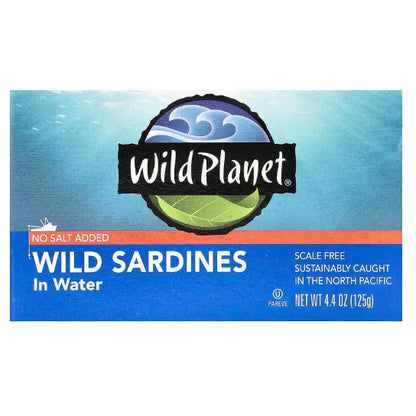 NaturalSolutions | Wild Planet, Sardines In Water, No Salt Added, Extra Virgin Olive Oil, Sea Salt