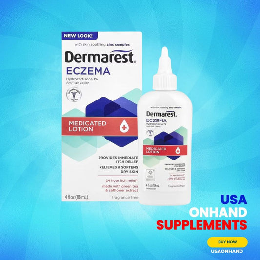 USA Onhand | Dermarest, Eczema, Medicated Lotion, Fragrance Free,4 fl oz ( Provides Immediate Itch )