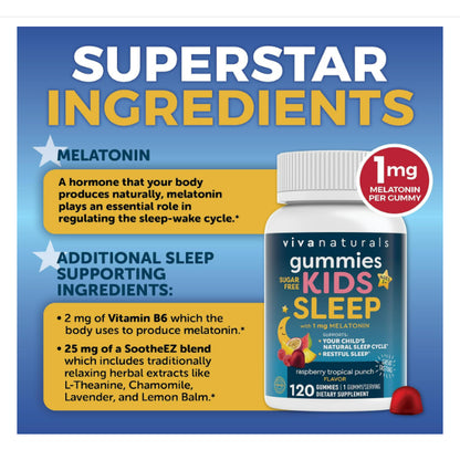 LowCost PH| Kids Sleep Gummies with Melatonin 1 mg - Vegan, Gluten and Sugar-Free Chewables 3yrs+