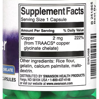 USAOnhand| Swanson, Albion Copper, 2 mg, 60 Capsules