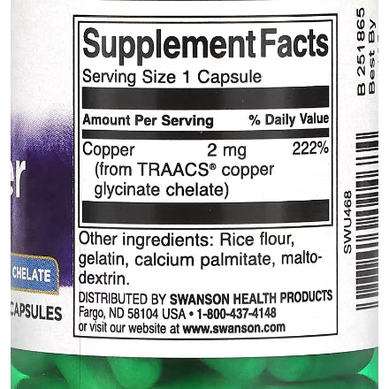 USAOnhand| Swanson, Albion Copper, 2 mg, 60 Capsules
