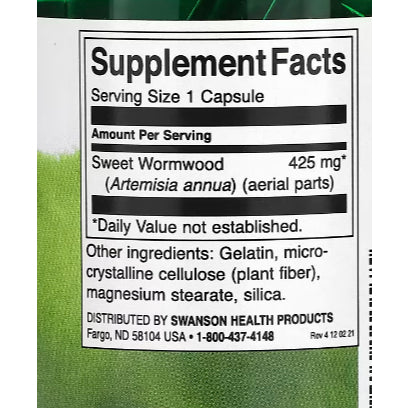 USA Onhand| Swanson, Full Spectrum Sweet Wormwood, 425 mg, 90 Capsules