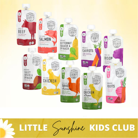 LittleSunshine | Serenity Kids Organic Beef, Salmon, Chicken, Sweet Potato, Bison, Carrot, Olive Oil